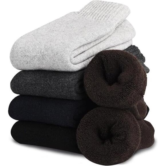Wool Socks Men's Thick 5 Pairs Thermal Warm Winter Men Super Soft Cozy Boot Cold - Picture 7 of 7